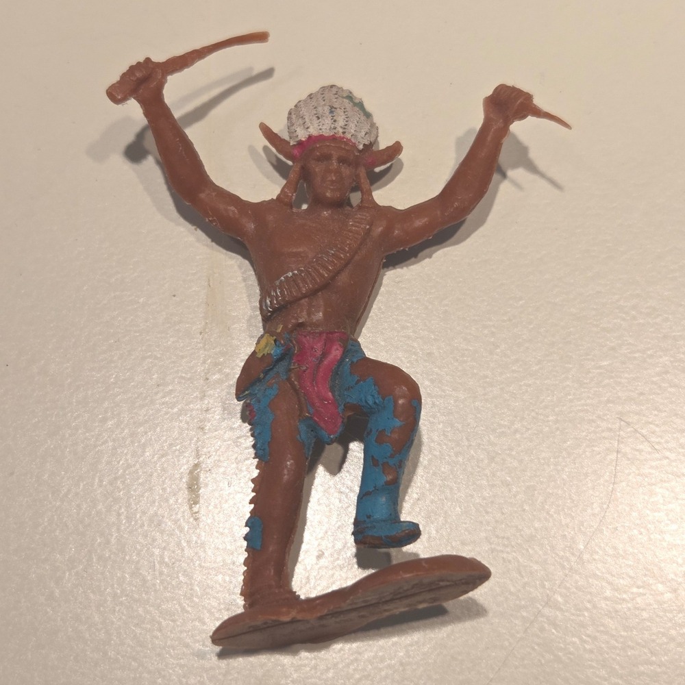 Vintage Crescent Toy Native American Warrior Figure Made in England AS IS